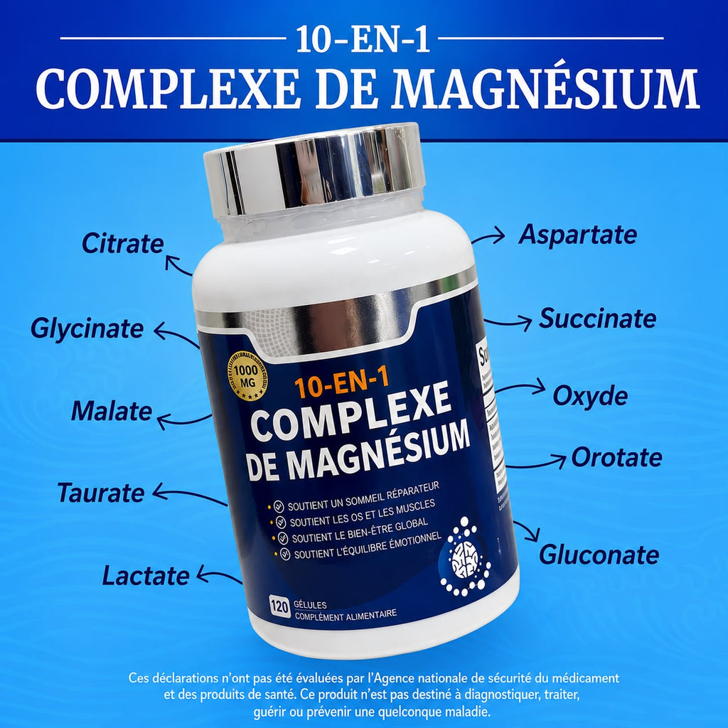 Magnésium 10-en-1 – Moins de fatigue, plus de vitalité