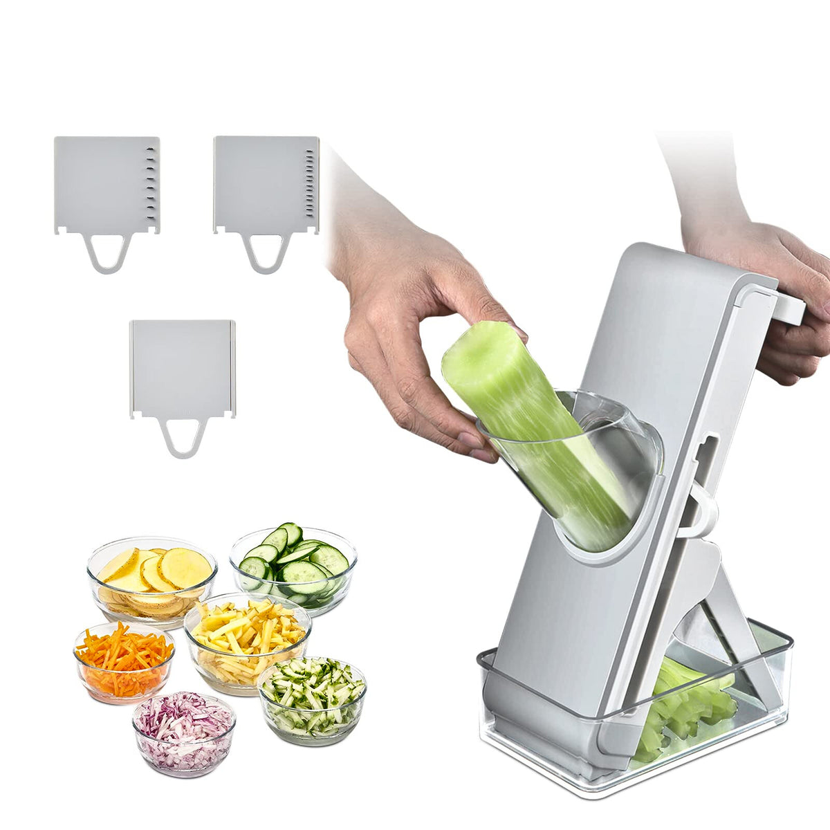 Mandoline de cuisine multifonctions avec lames interchangeables